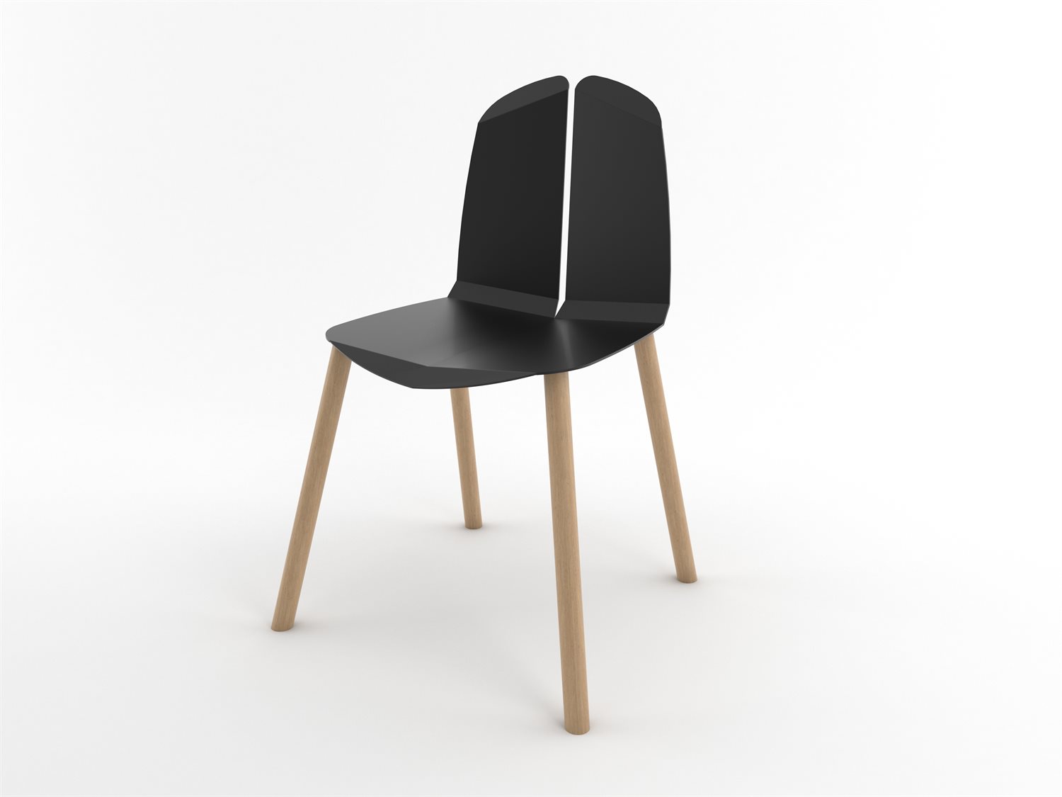 Tronk Design Oak Wood Black Side Dining Chair