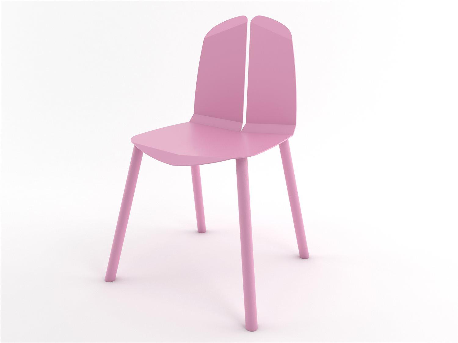 Tronk Design Oak Wood Pink Side Dining Chair