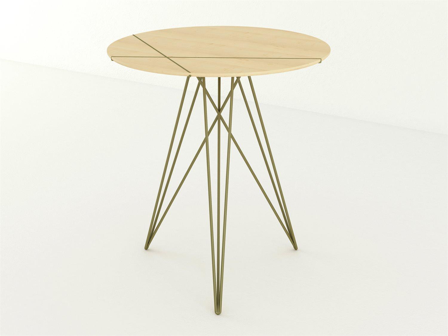 Tronk Design Round Wood Brassy Gold End Table