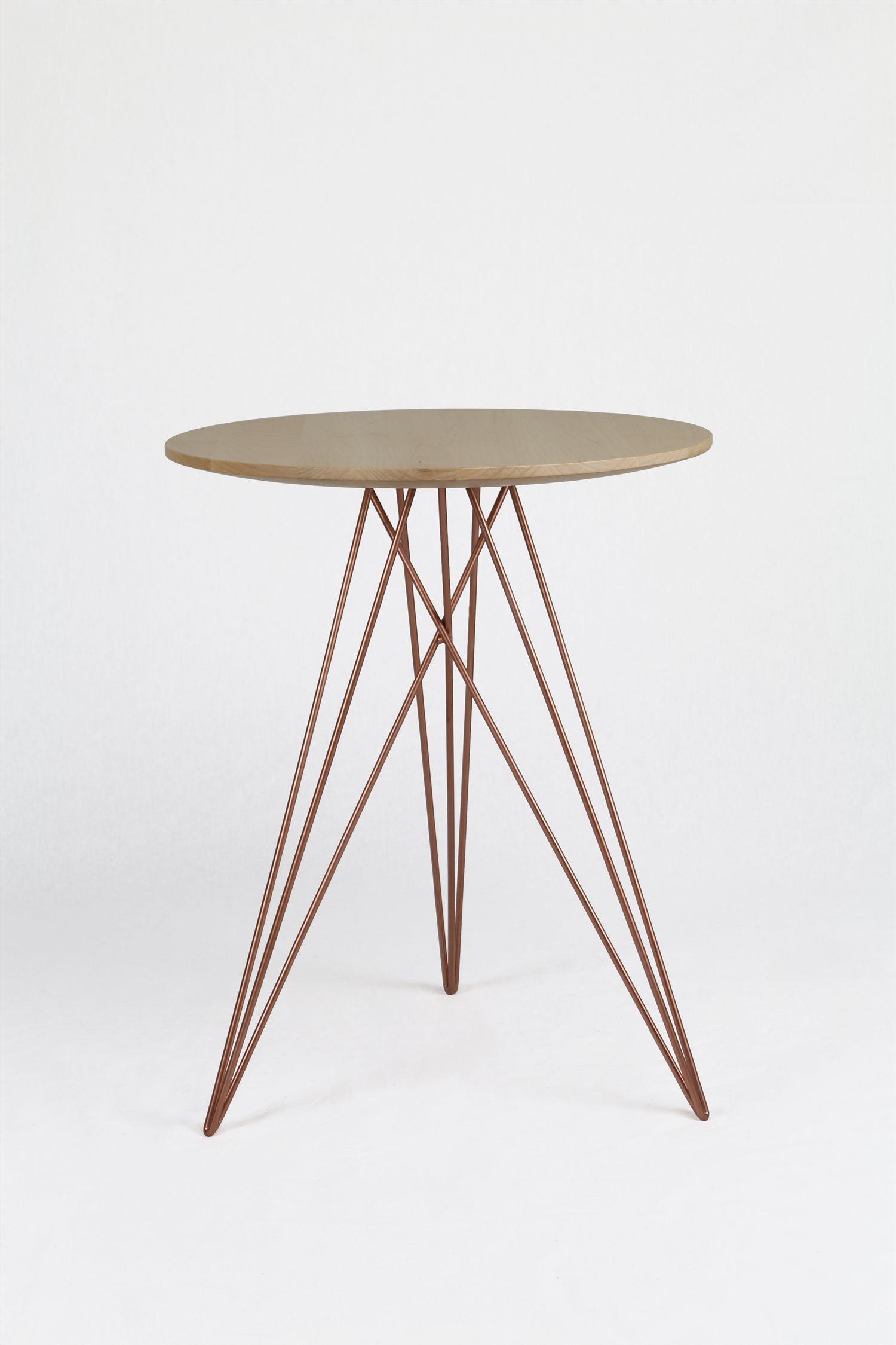 Tronk Design Round Wood Rose Copper End Table
