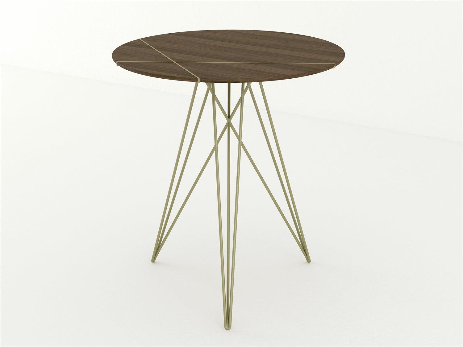 Tronk Design Round Wood Brassy Gold End Table