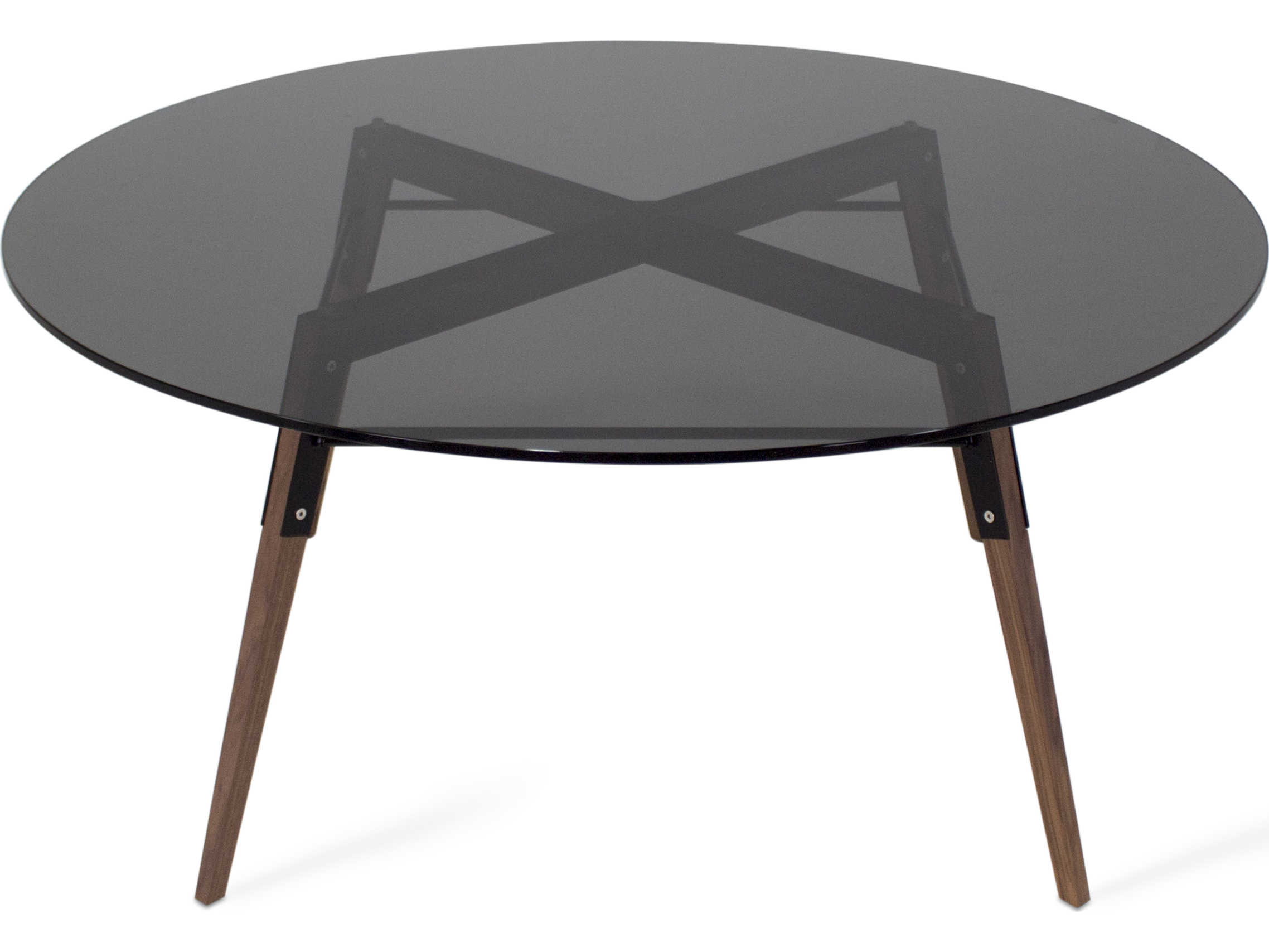 Tronk Design Ross Round Glass Black Walnut Coffee Table