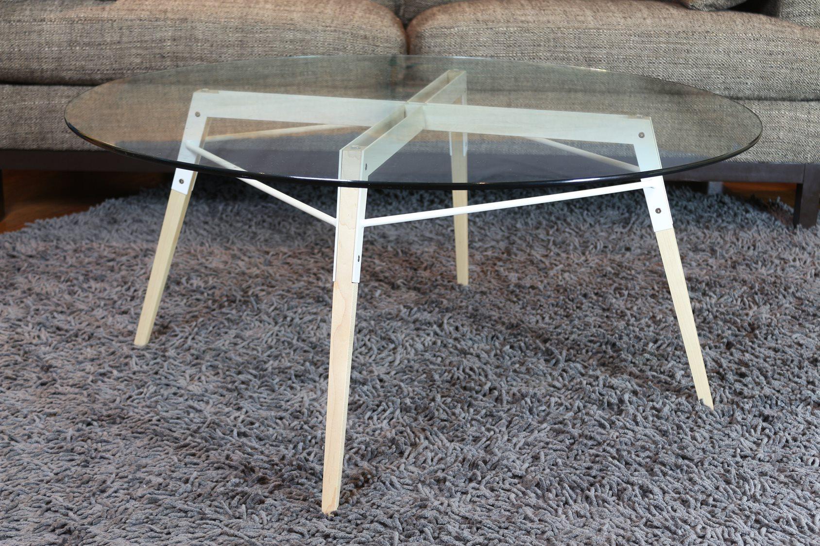 Tronk Design Ross Round Glass White Coffee Table
