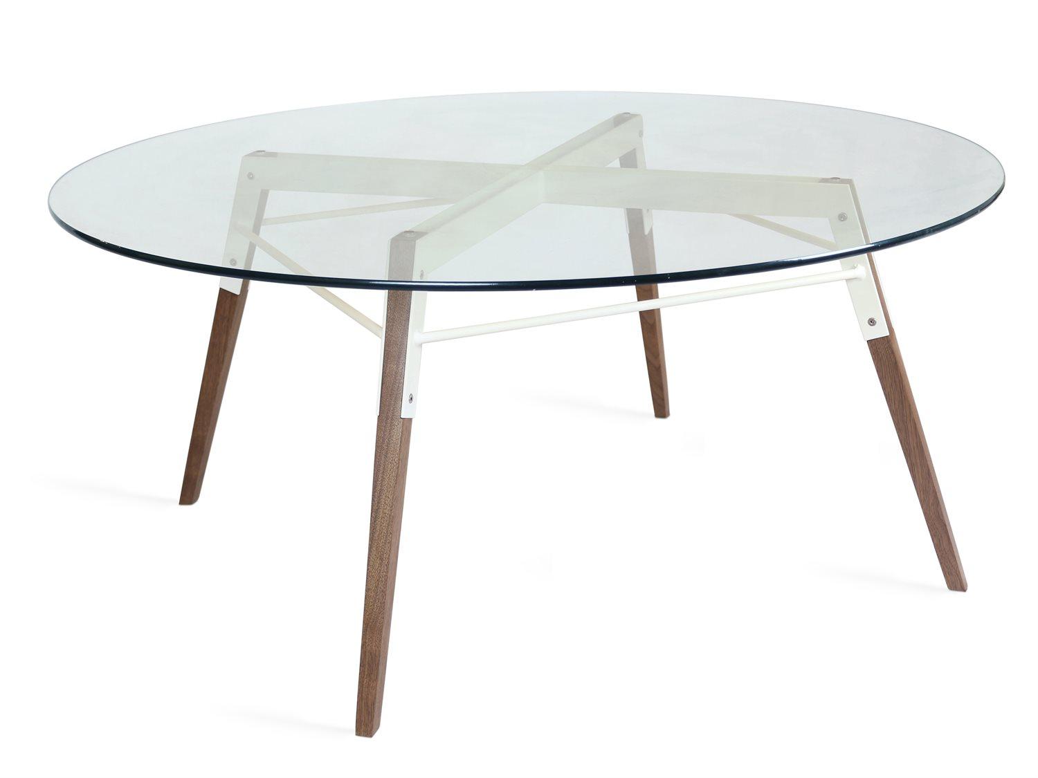 Tronk Design Ross Round Glass White Coffee Table