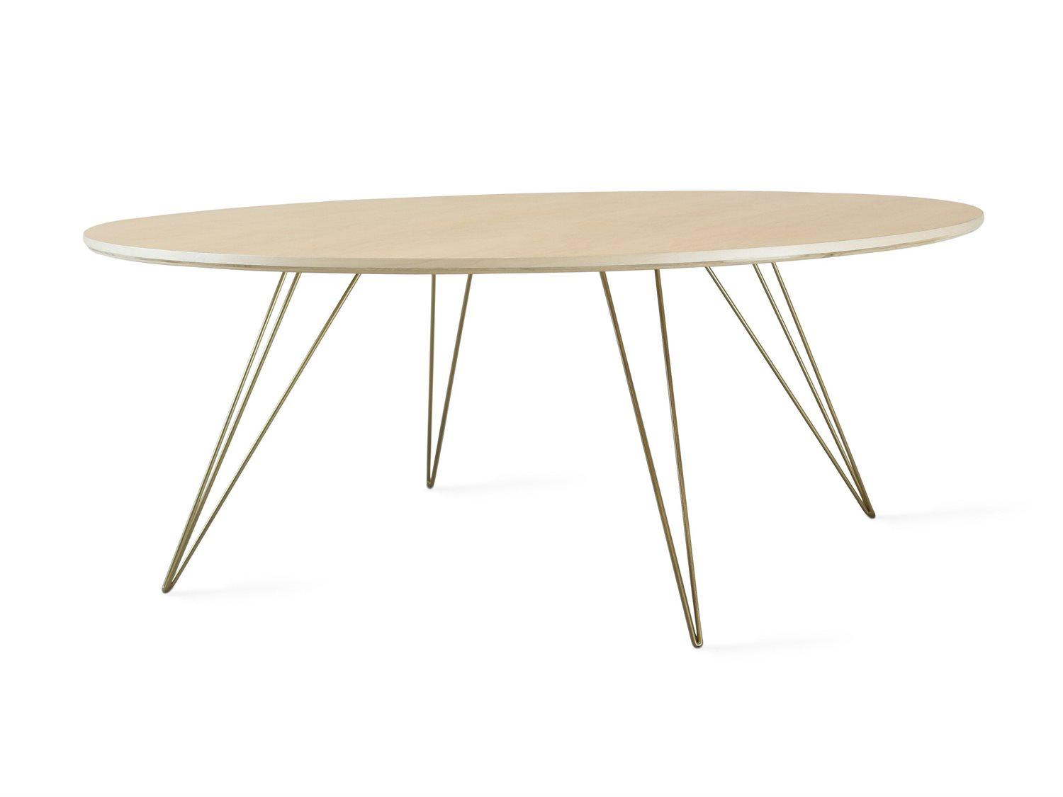 Tronk Design Williams Table Collection Round Wood Brassy Gold Coffee