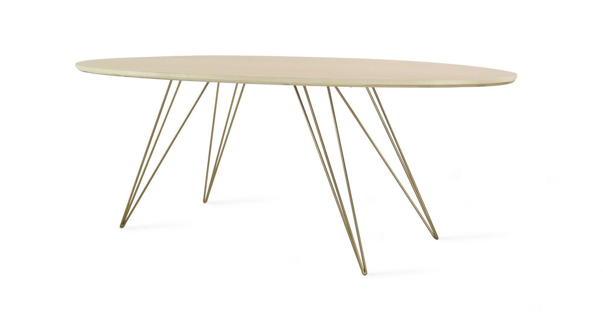 Tronk Design Williams Table Collection Oval Wood Brassy Gold Coffee