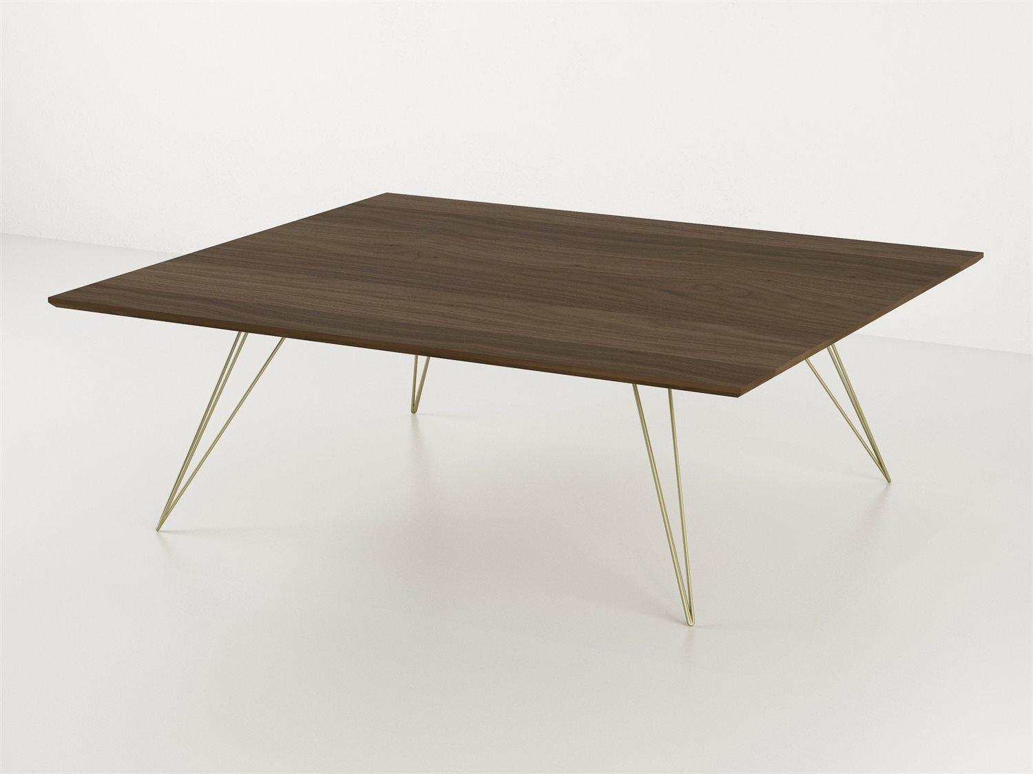Tronk Design Williams Table Collection Square Wood Brassy Gold Coffee