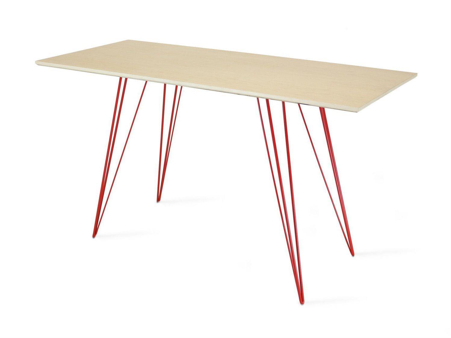 Tronk Design Williams Red Beige Maple Wood Computer Desk Table Collection