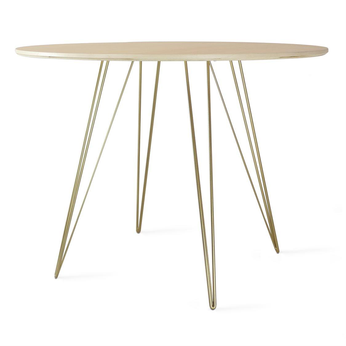 Tronk Design Williams Table Collection Round Wood Brassy Gold Dining