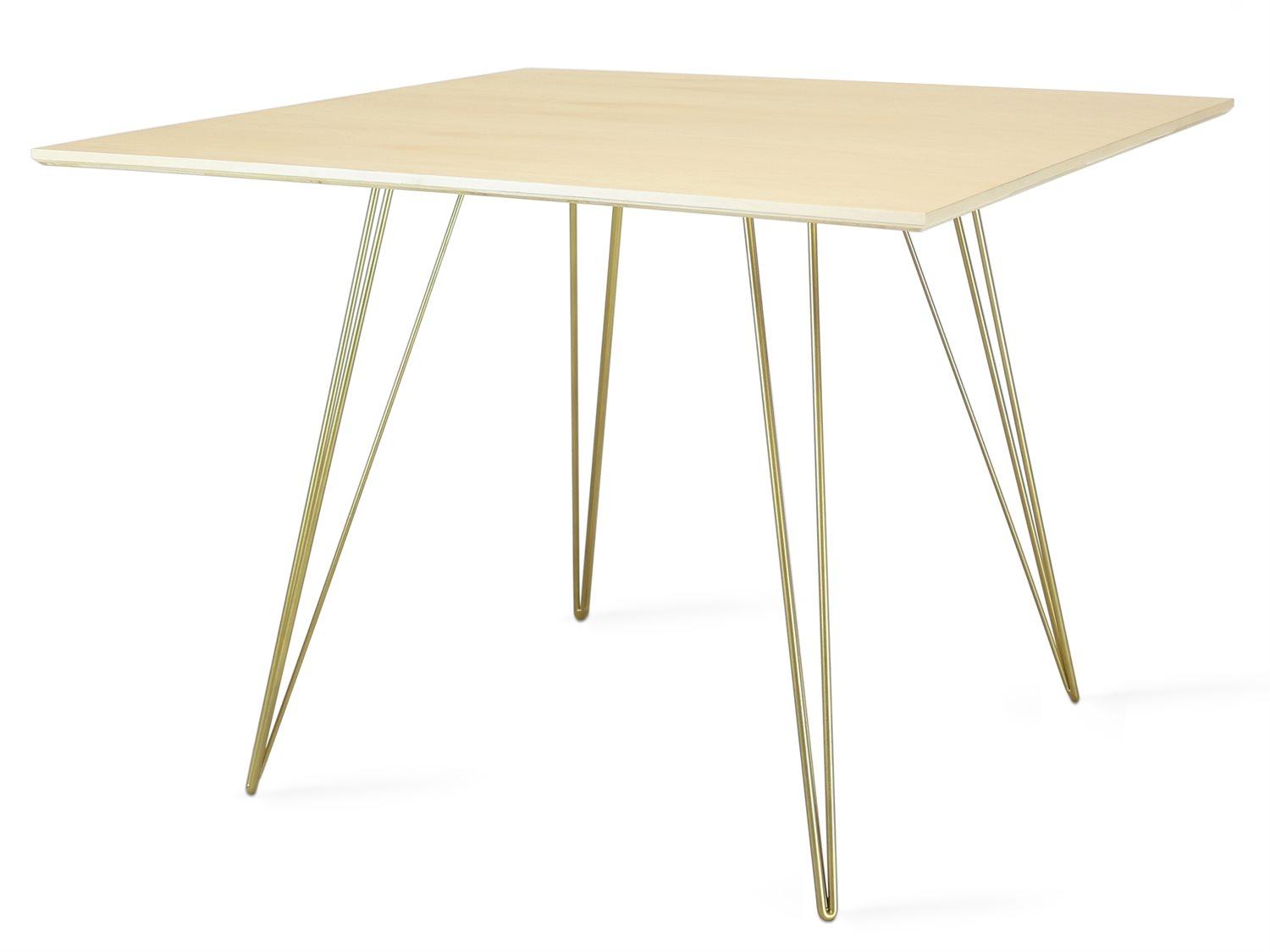 Tronk Design Williams Table Collection Square Wood Brassy Gold Dining