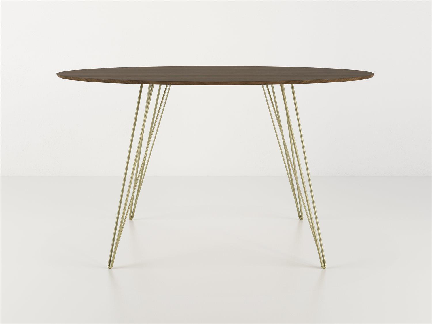 Tronk Design Williams Table Collection Oval Wood Brassy Gold Dining
