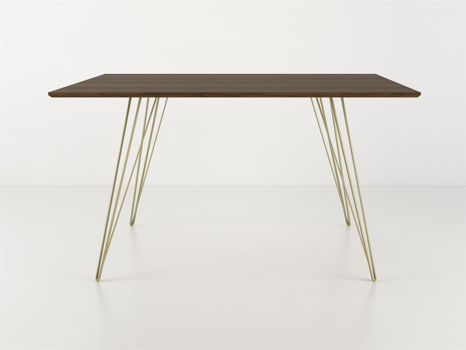 Tronk Design Williams Table Collection Rectangular Wood Brassy Gold Dining