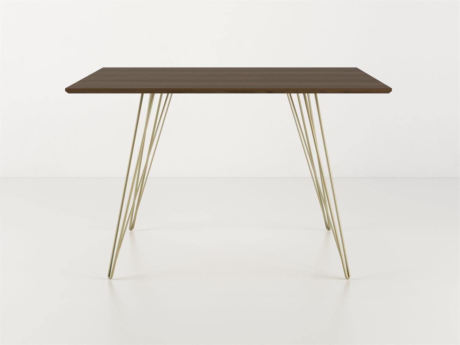 Tronk Design Williams Table Collection Square Wood Brassy Gold Dining