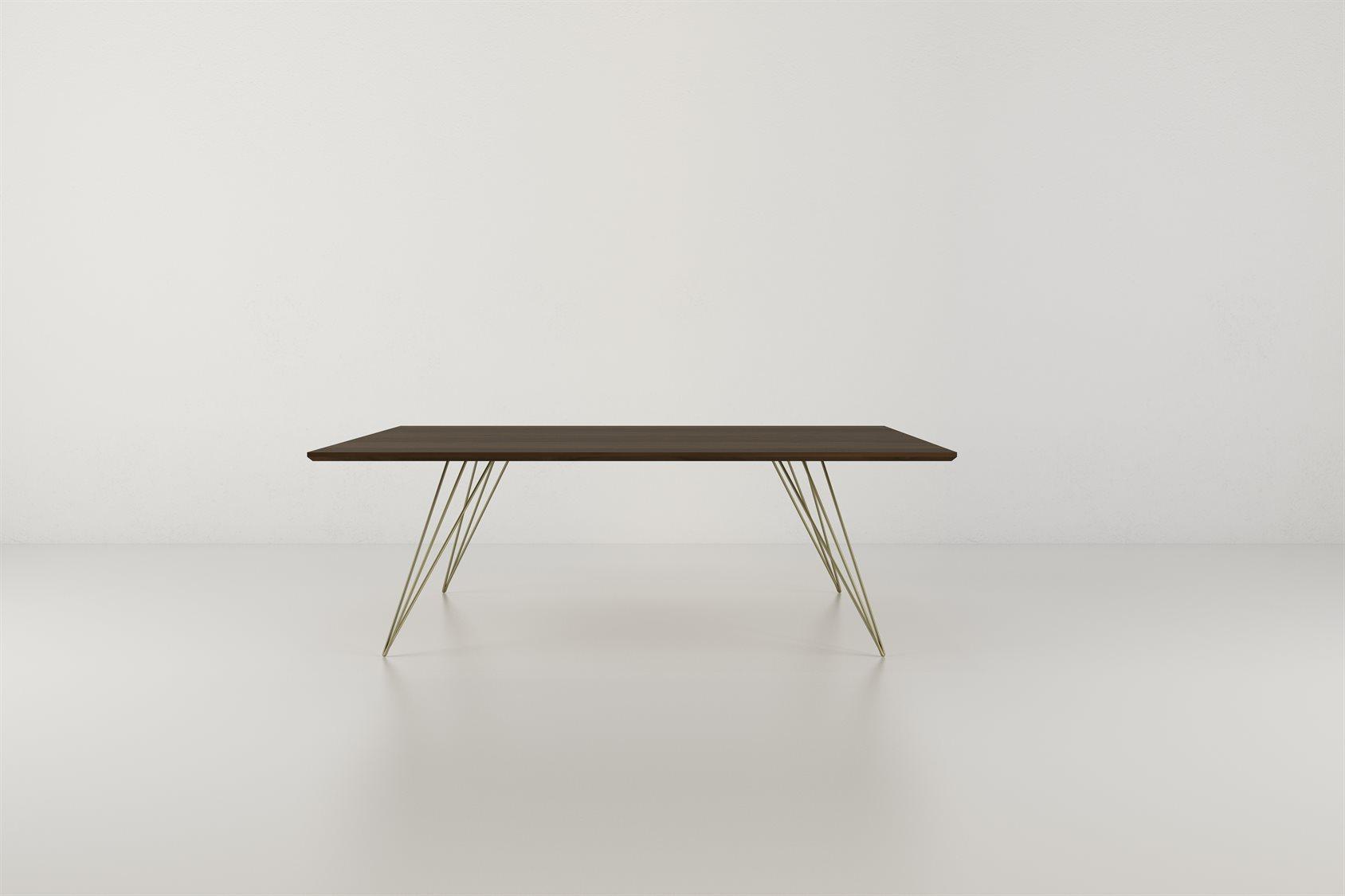 Tronk Design Williams Table Collection Rectangular Wood Brassy Gold Dining