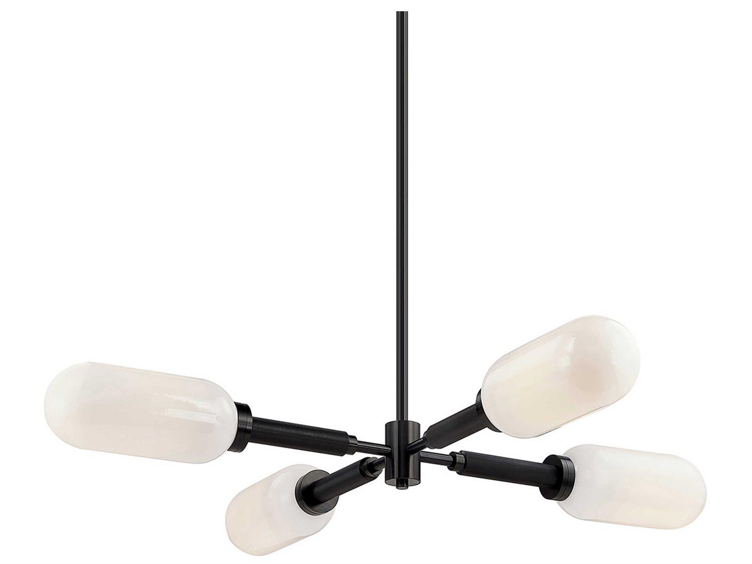 Troy Lighting Annex 4-Light Anodized Black Glass Cylinder Chandelier