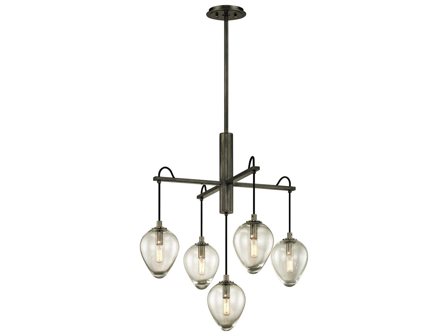 Troy Lighting Brixton 5-Light Gunmetal Glass Tiered Pendant
