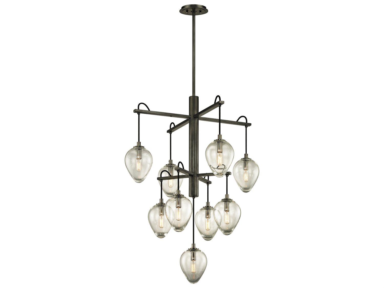 Troy Lighting Brixton 9-Light Gunmetal Glass Tiered Pendant