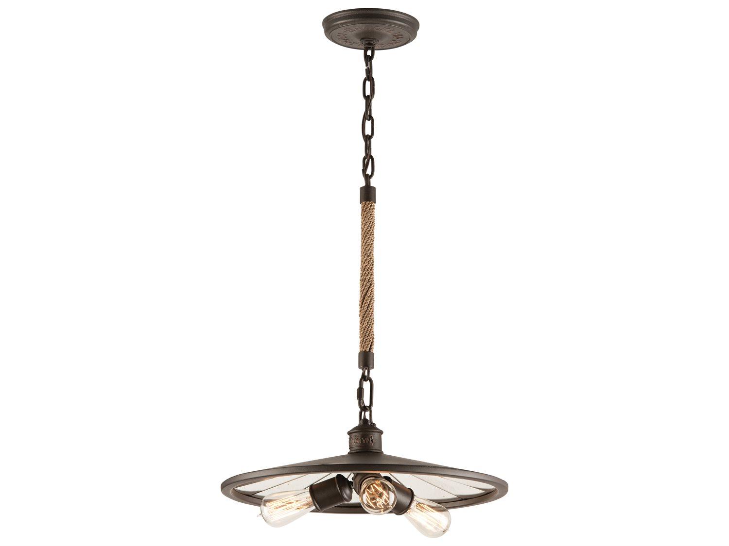 Troy Lighting Brooklyn 3-Light Bronze Glass Pendant