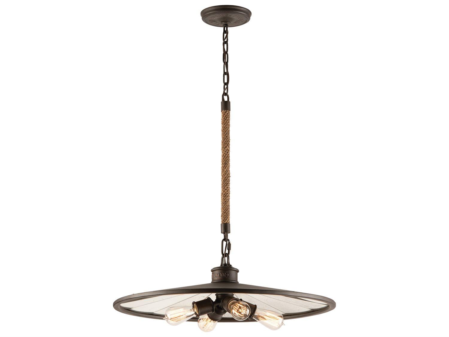 Troy Lighting Brooklyn 4-Light Bronze Glass Pendant