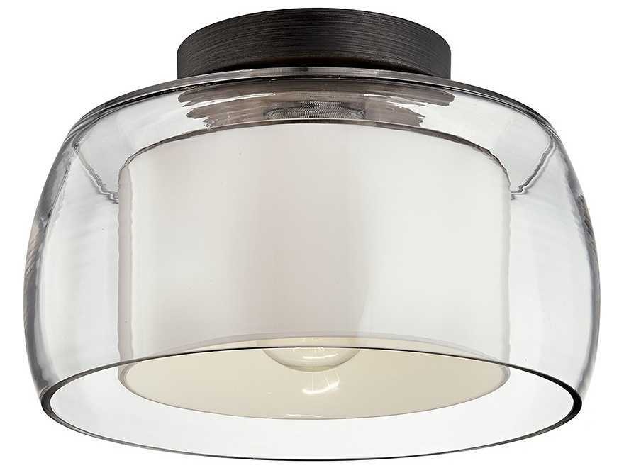 Troy Lighting Candace 1-Light Graphite Gray Glass Drum Flush Mount