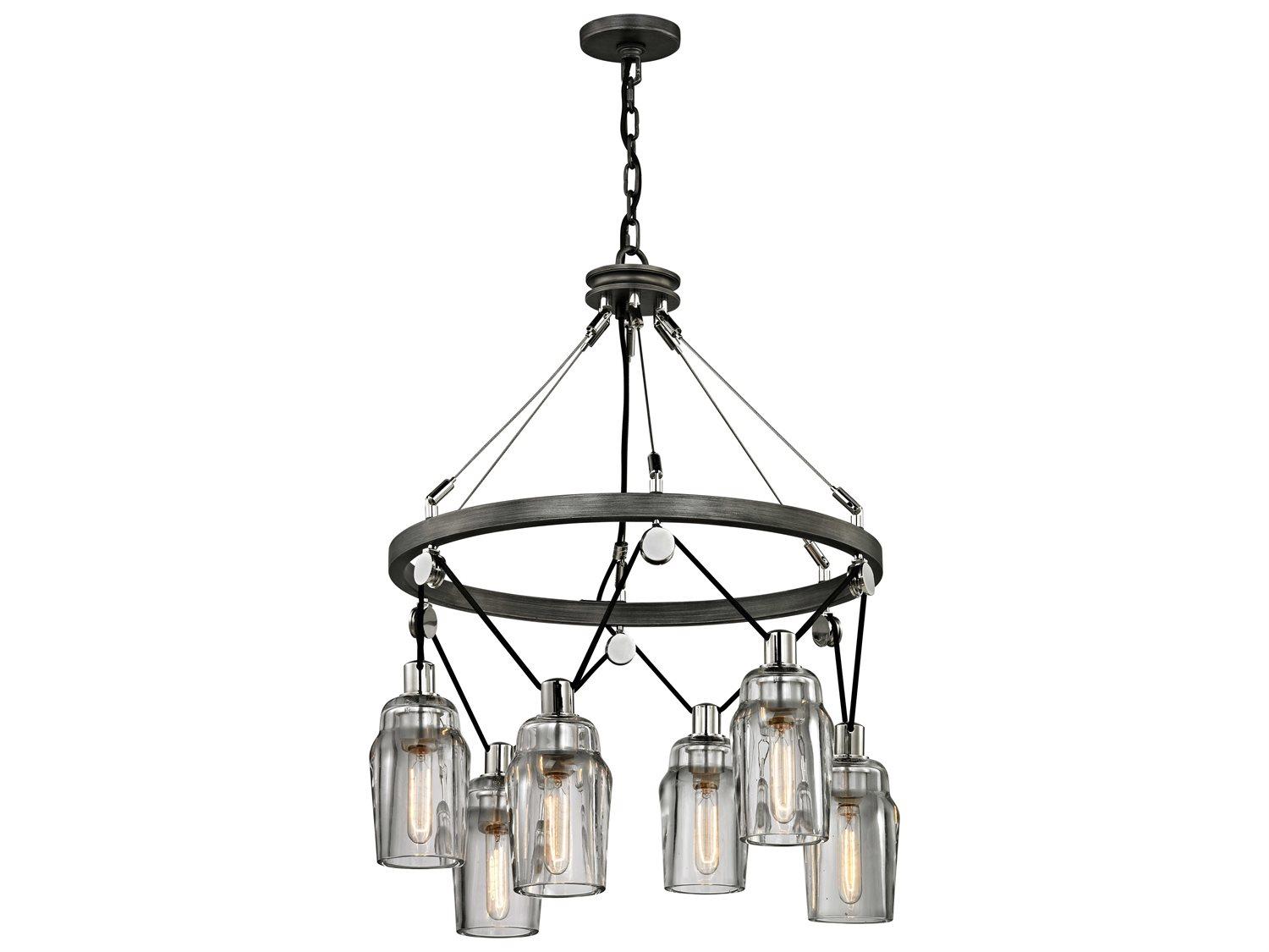 Troy Lighting Citizen 6-Light Graphite Gray Glass Cylinder Pendant