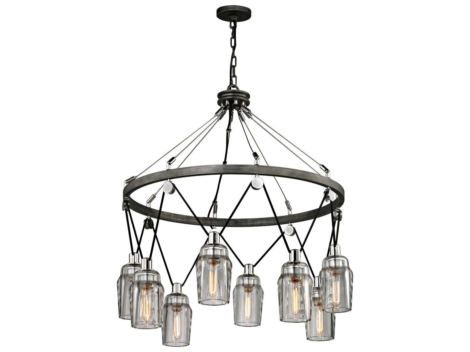 Troy Lighting Citizen 8-Light Graphite Gray Glass Cylinder Pendant