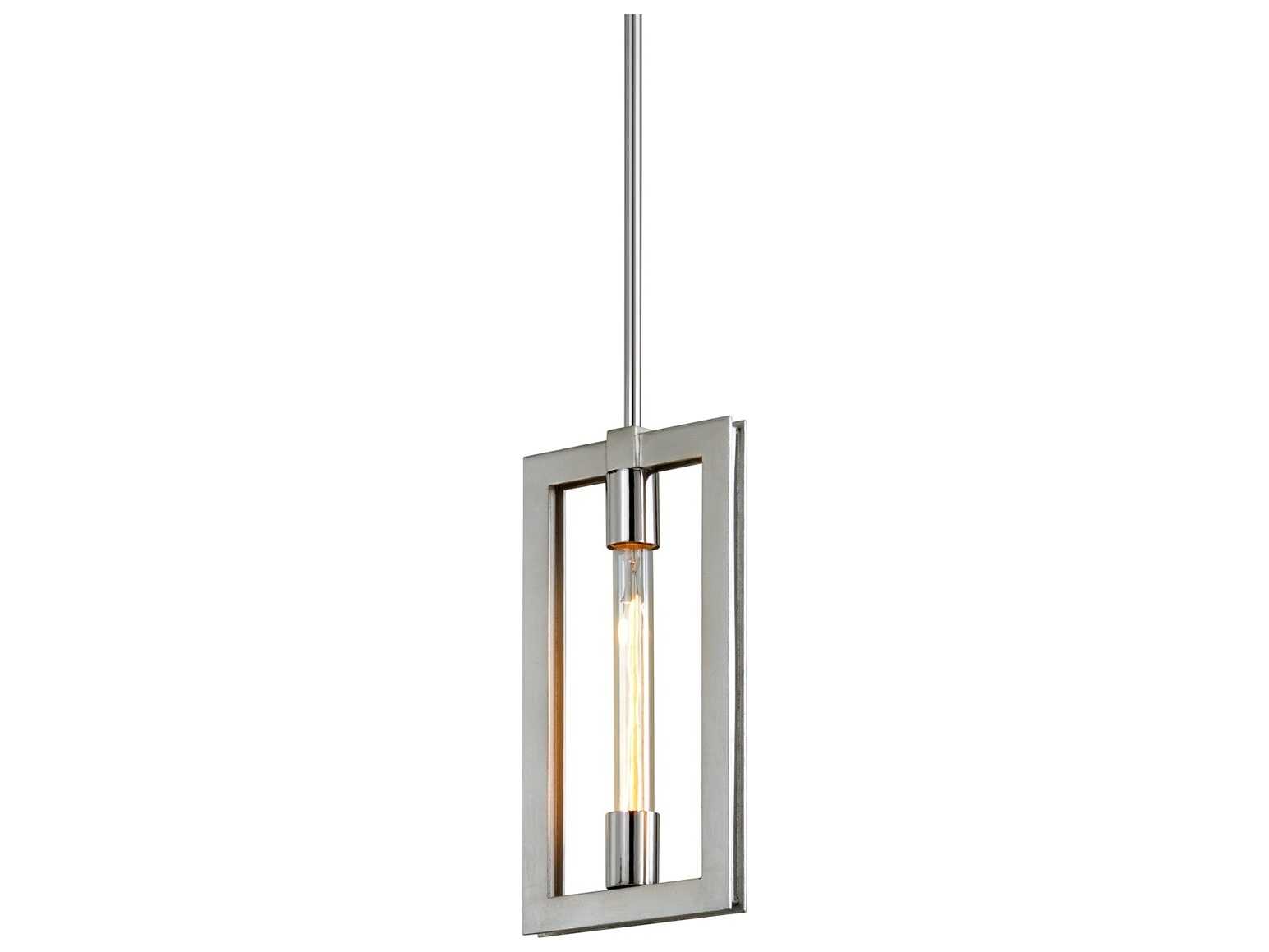 Troy Lighting Enigma 1-Light Silver Leaf Stainless Mini Pendant