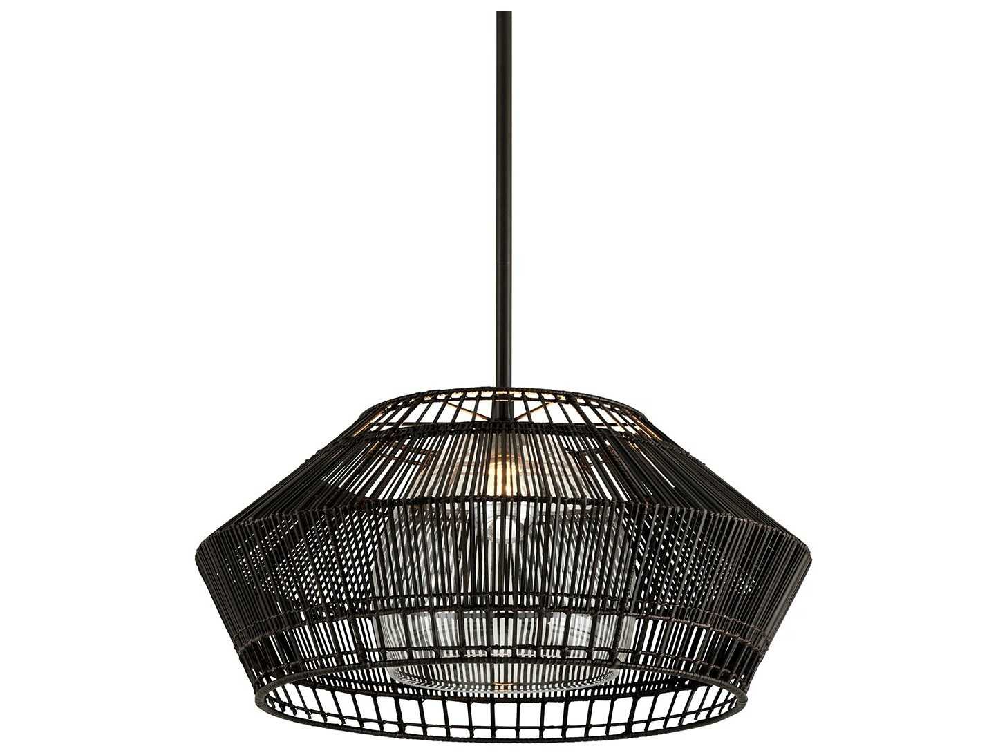 Troy Lighting Hunters Point 1-Light Dark Espresso Black Glass Dome Pendant