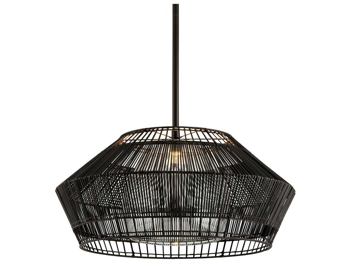 Troy Lighting Hunters Point 1-Light Dark Espresso Black Glass Bowl Dome Pendant