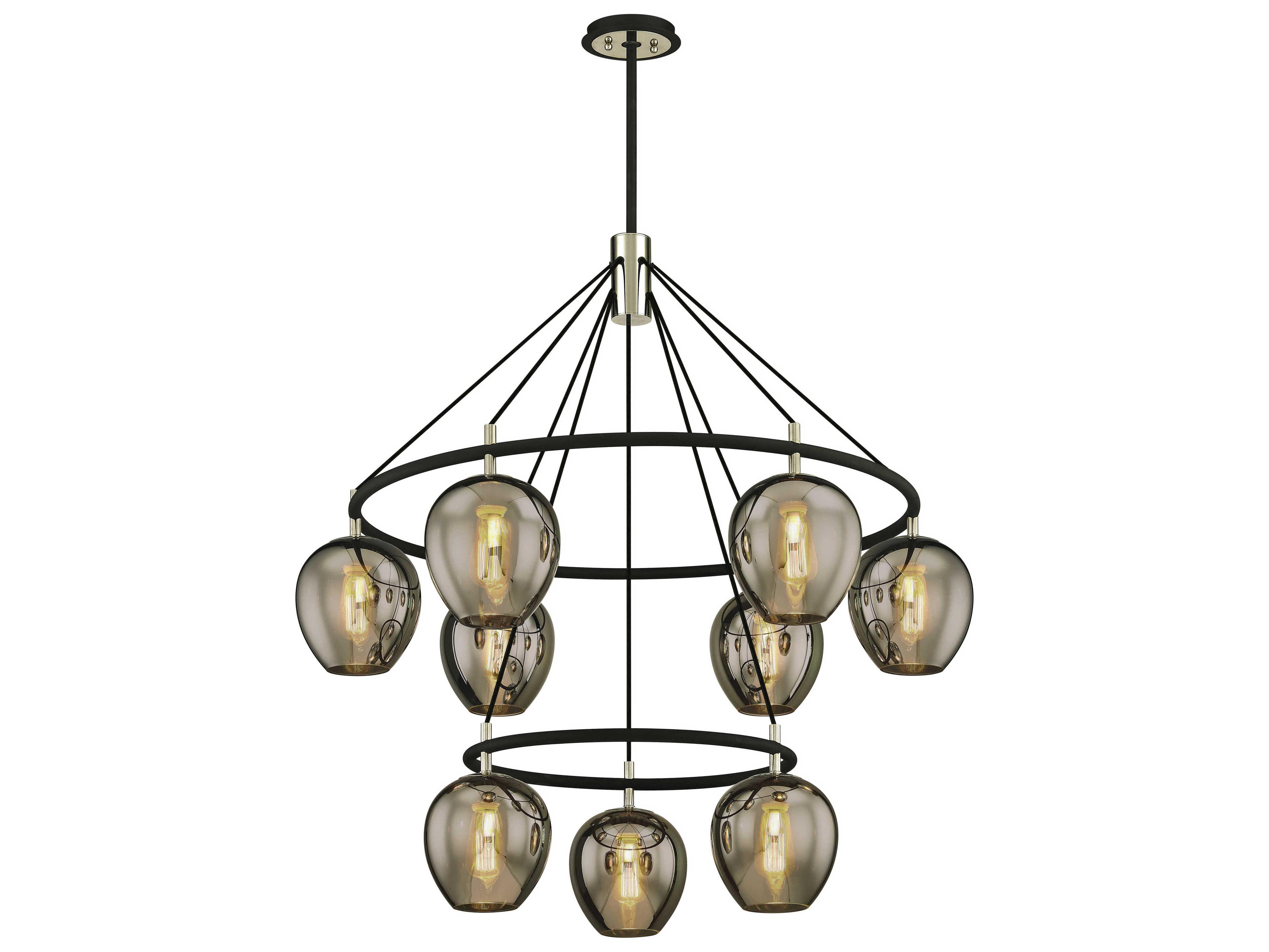 Troy Lighting Iliad 9-Light Carbide Black Glass Globe Chandelier