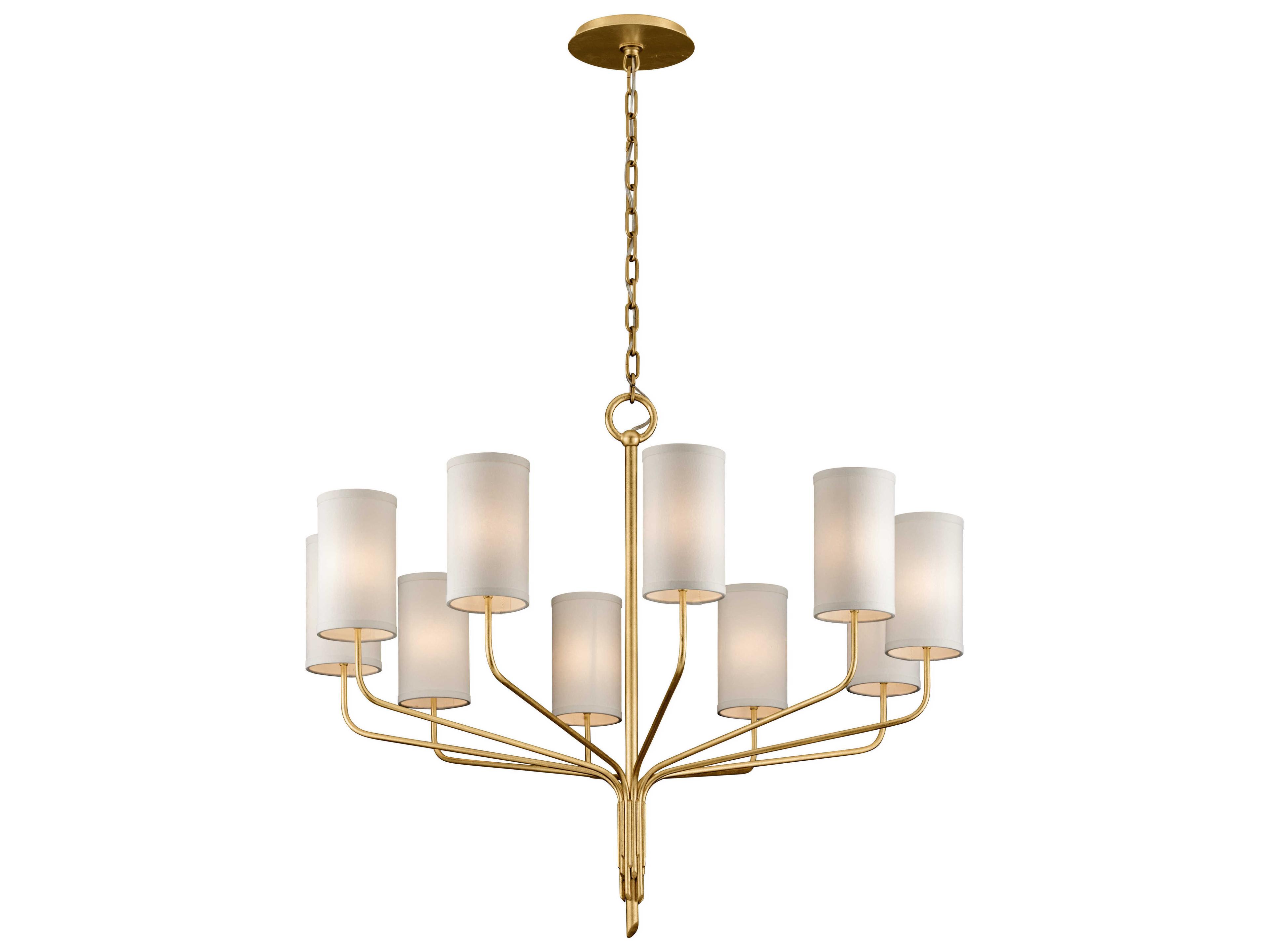 Troy Lighting Juniper 10-Light Textured Gold Leaf Cylinder Chandelier