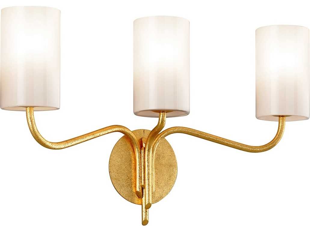Troy Lighting Juniper 3-Light Textured Gold Leaf Glass Vanity Light