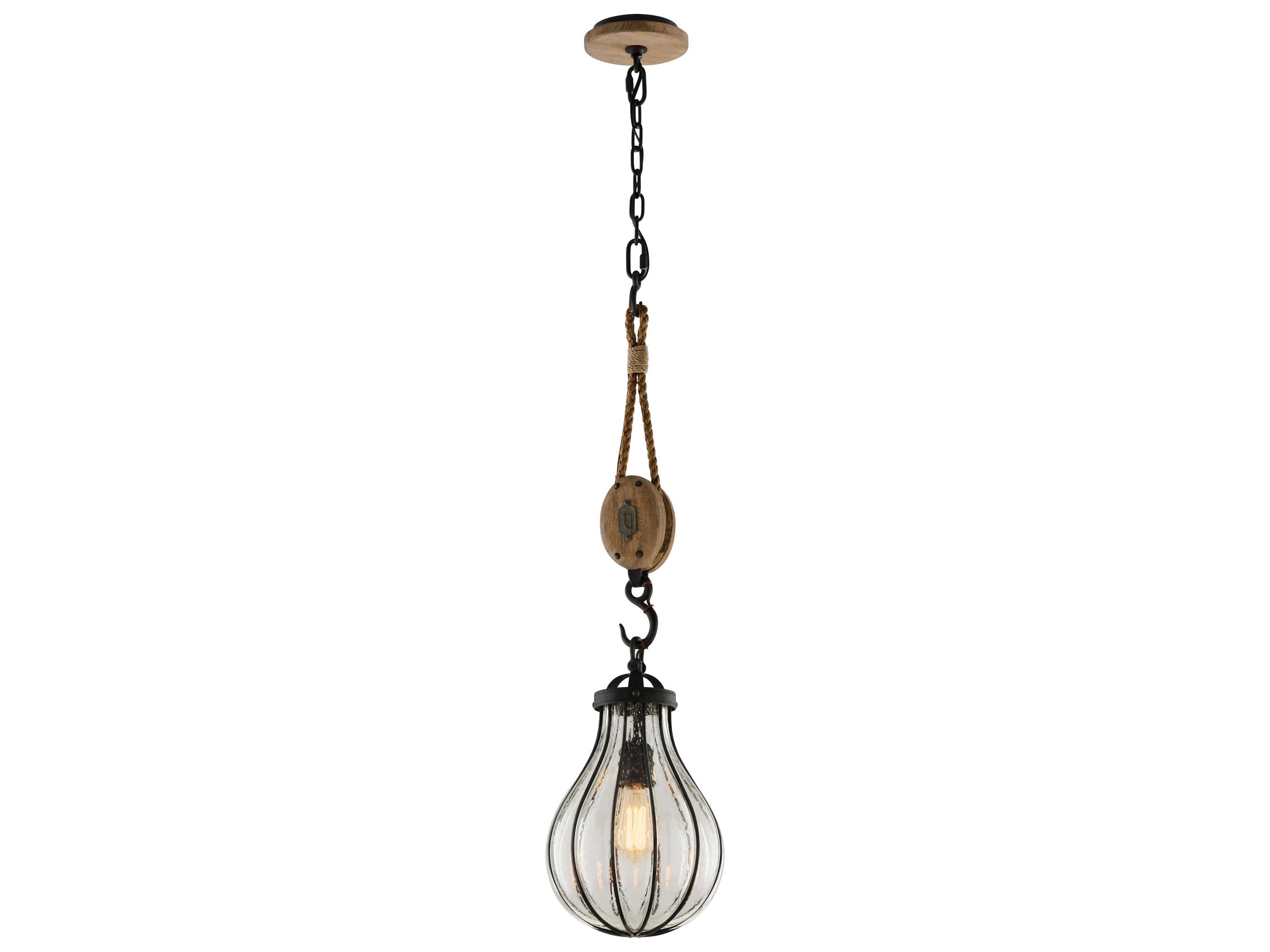 Troy Lighting Murphy 1-Light Forged Iron Glass Globe Mini Pendant