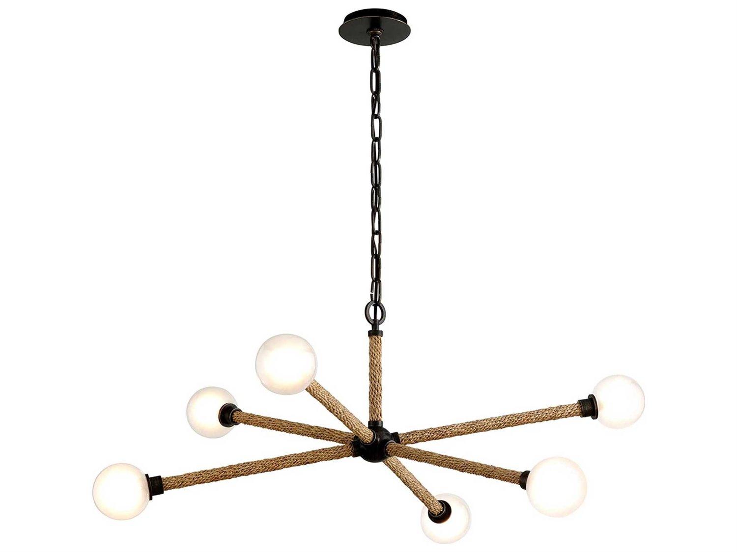 Troy Lighting Nomad 6-Light Classic Bronze Natural Brown Glass LED Globe Chandelier