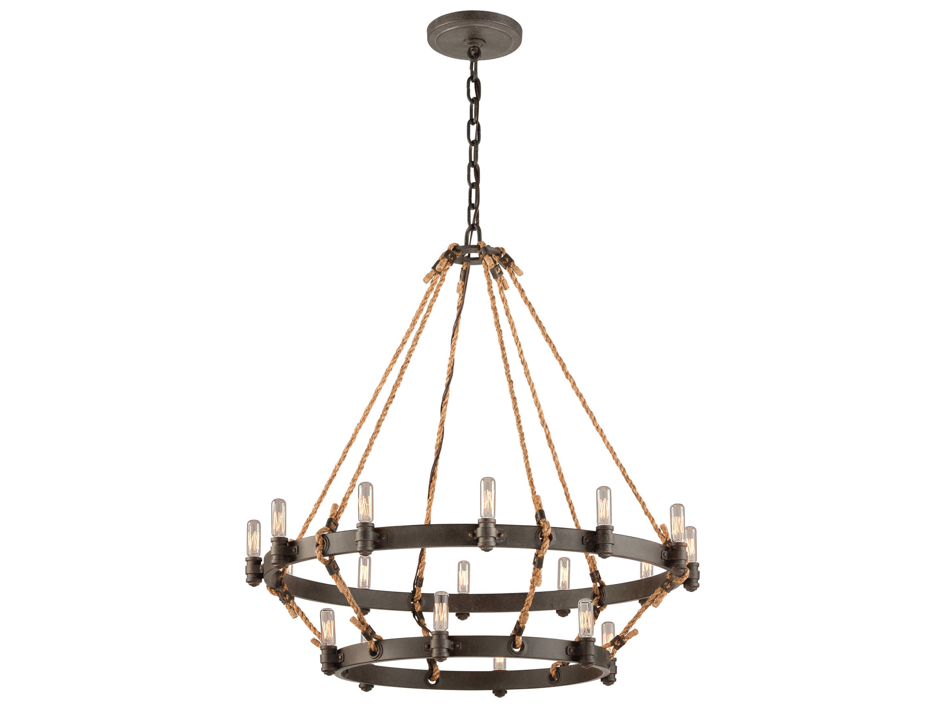 Troy Lighting Pike Place 18-Light Shipyard Bronze Candelabra Tiered Chandelier
