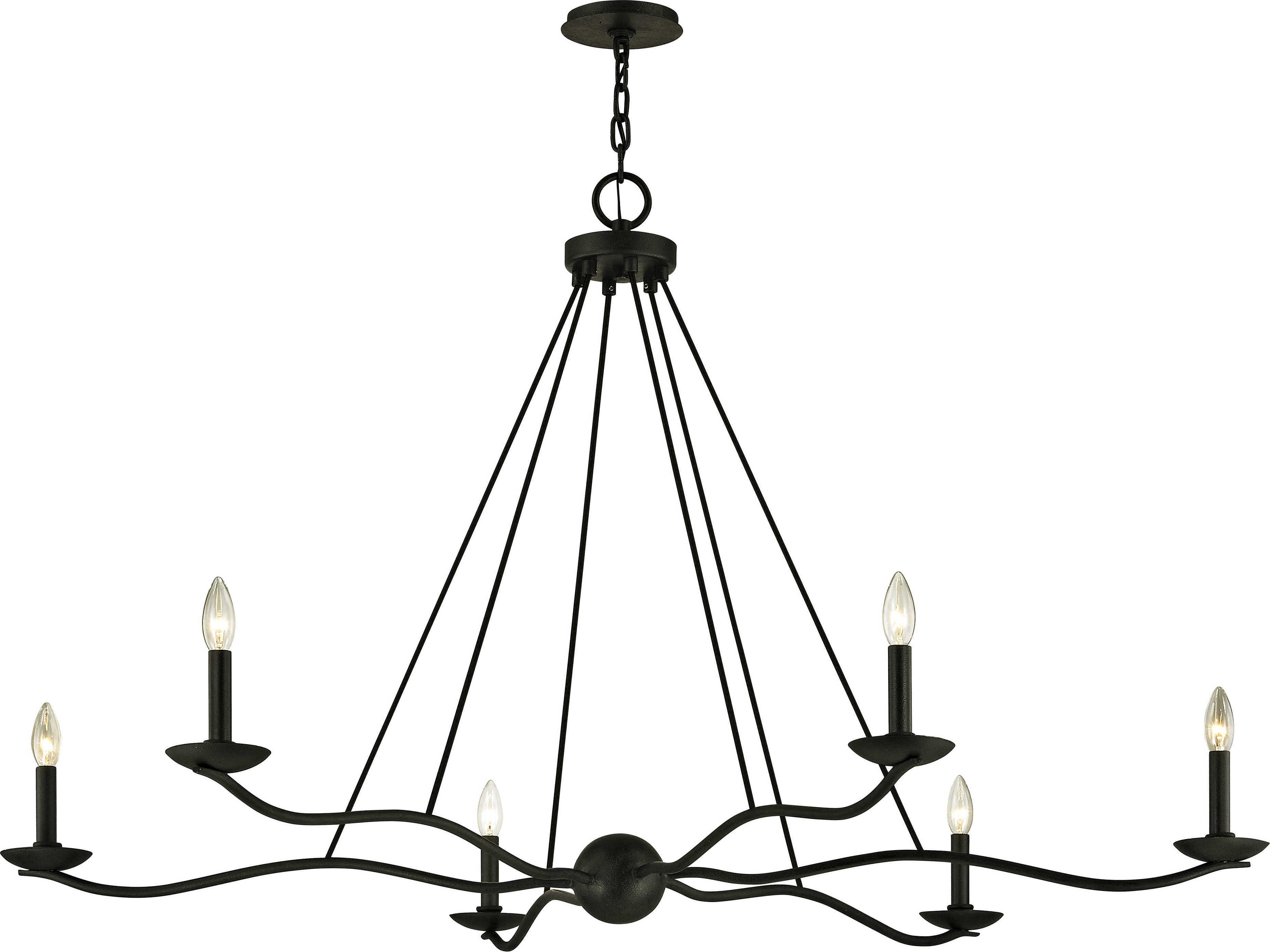 Troy Lighting Sawyer 6-Light Forged Iron Black Candelabra Chandelier