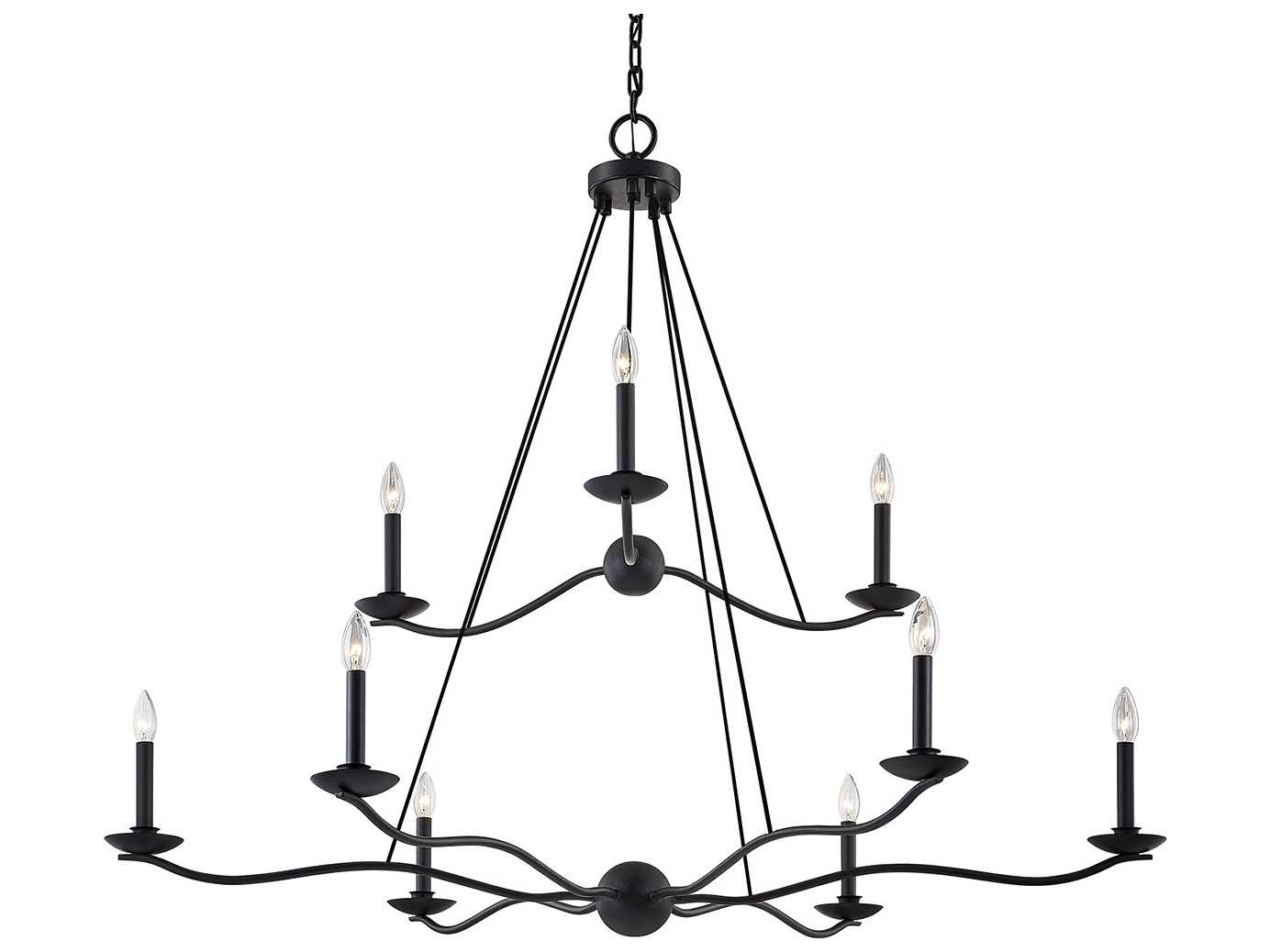 Troy Lighting Sawyer 9-Light Forged Iron Black Candelabra Chandelier