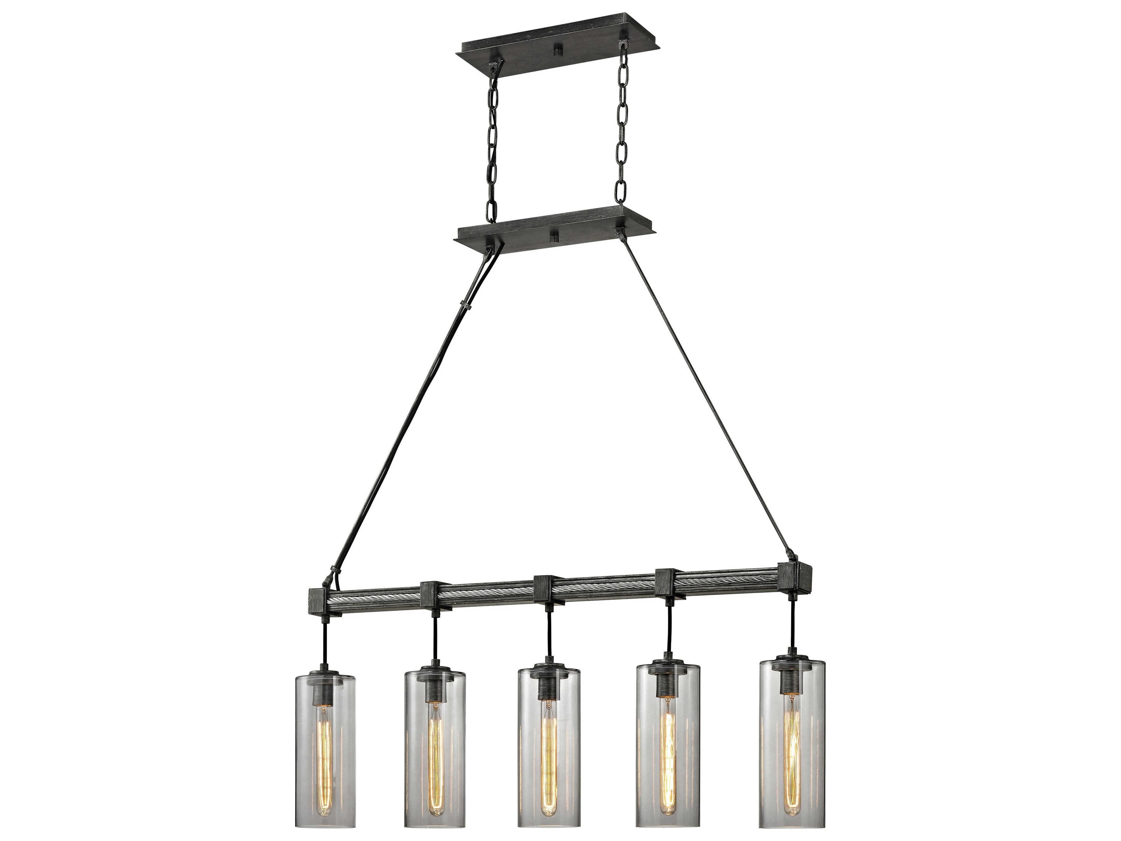 Troy Lighting Union Square 5-Light Graphite Gray Glass Cylinder Island Pendant