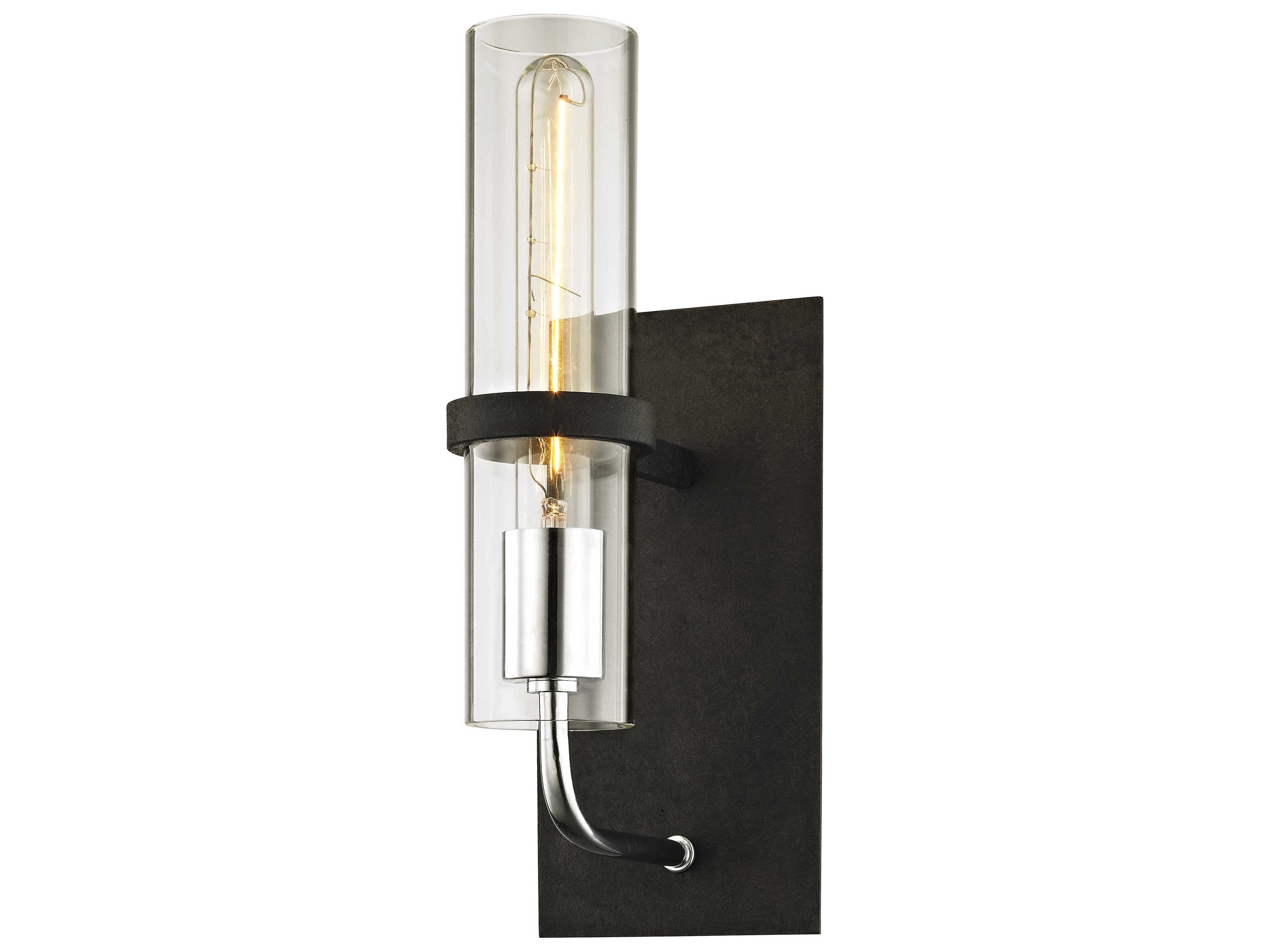 Troy Lighting Xavier 1-Light Vintage Iron Black Glass Wall Sconce