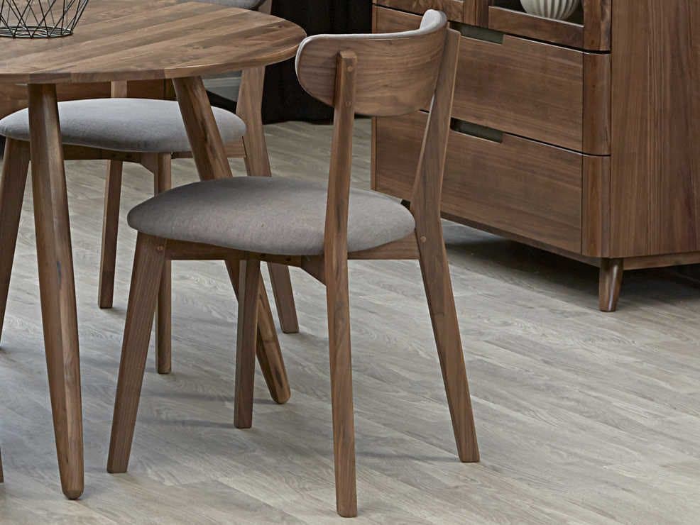 Unique Furniture Tahoe Walnut Wood Brown Upholstered Side Dining Chair