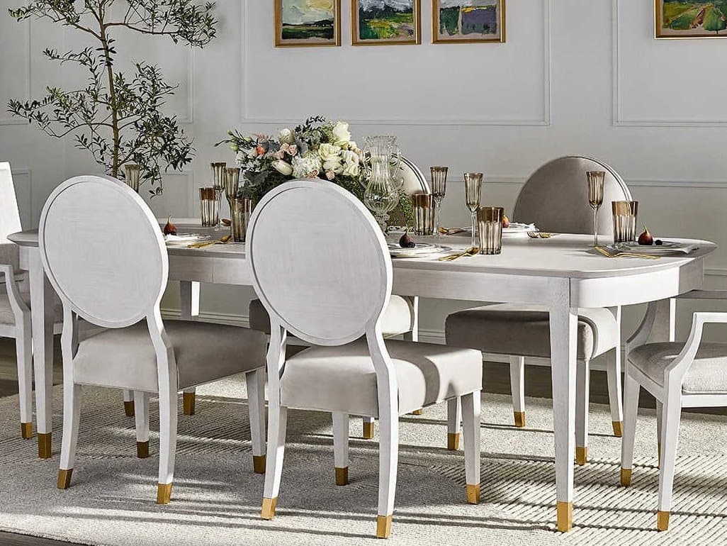 Universal Furniture Miranda Kerr Marion Extendable Oval Wood Alabaster Dining Table