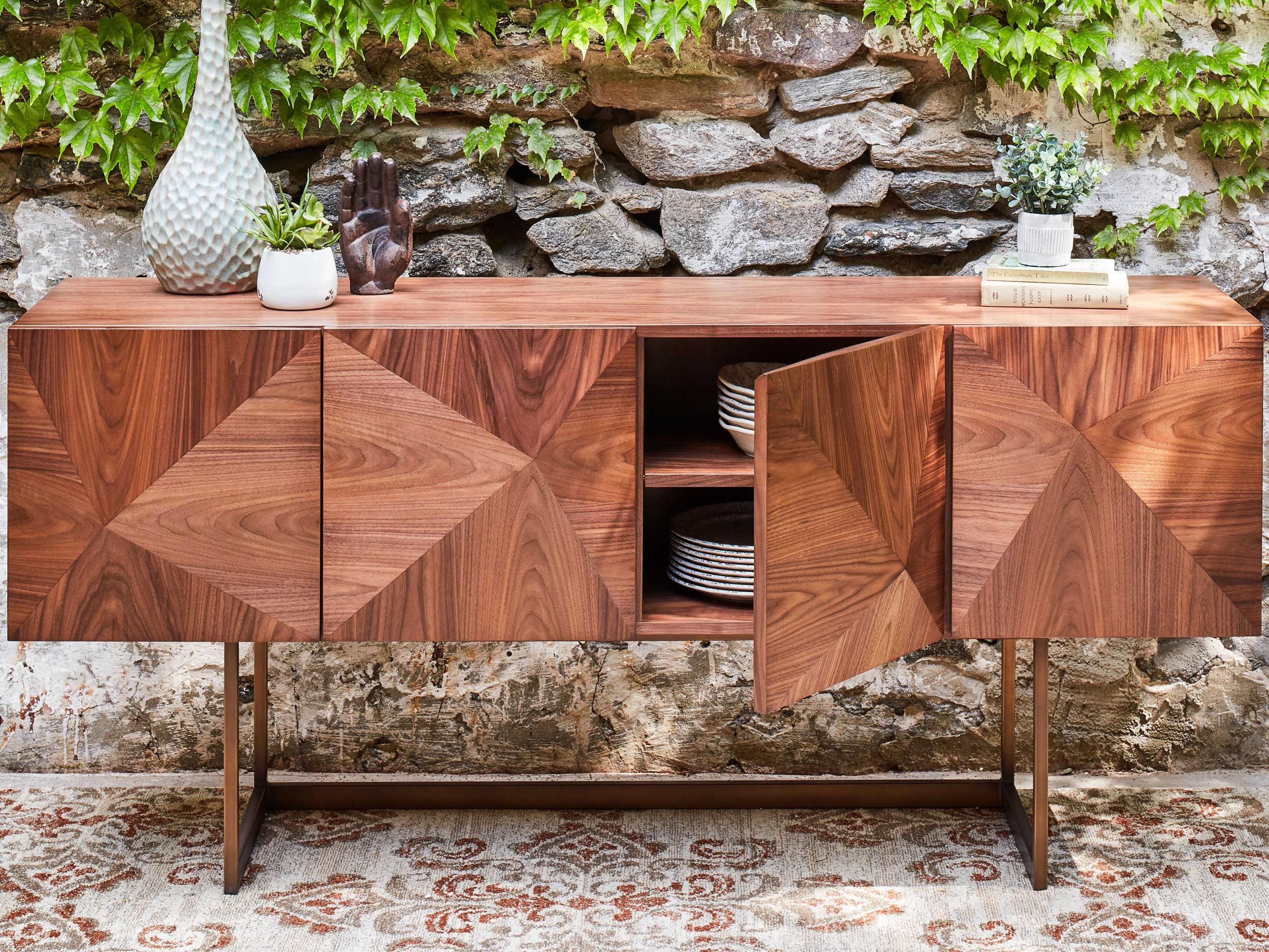 Urbia Ie Series 71" Walnut Wood Vintage Copper Sideboard
