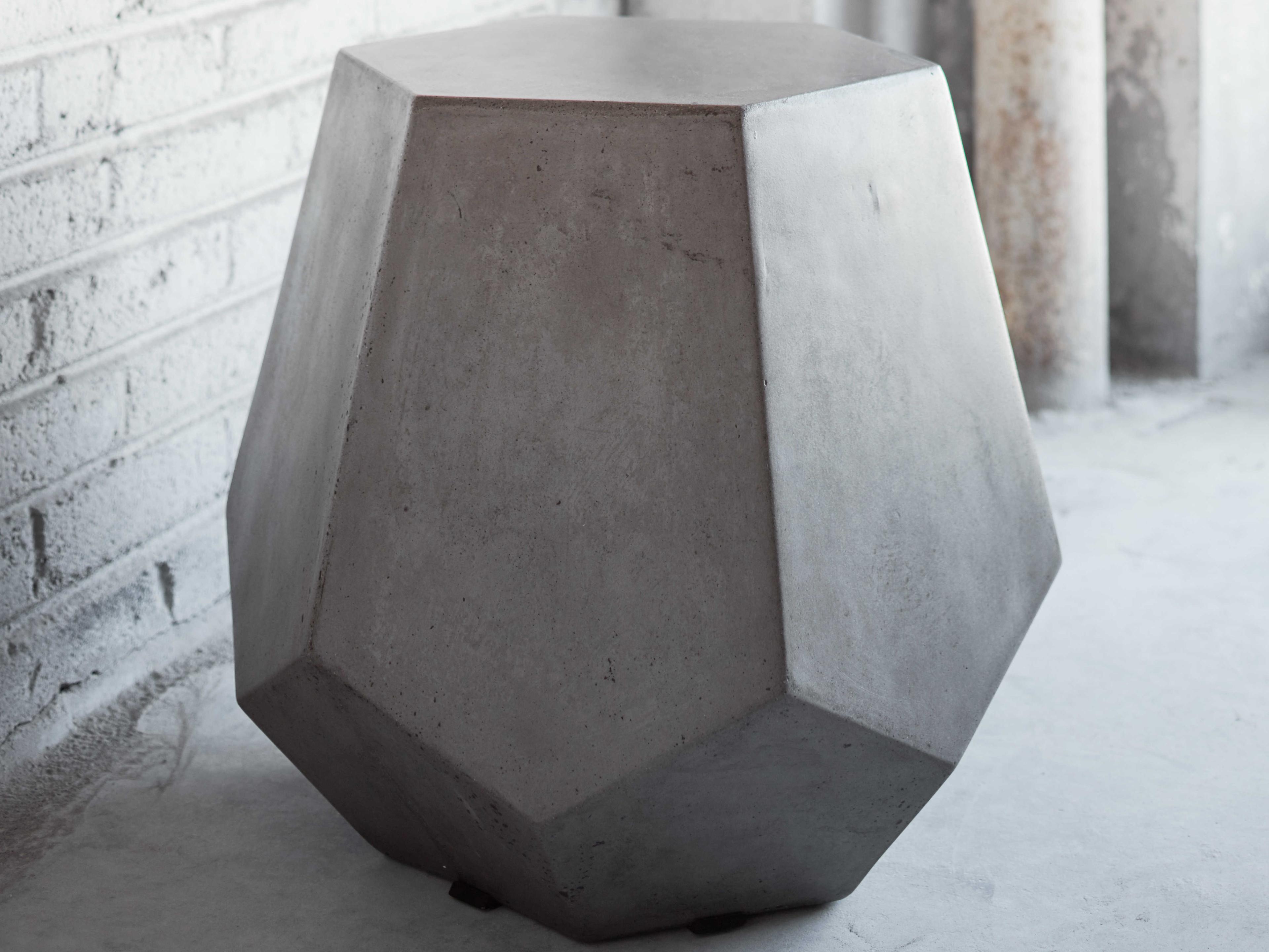 Urbia Faceted Concrete Dark Grey Gray Accent Stool