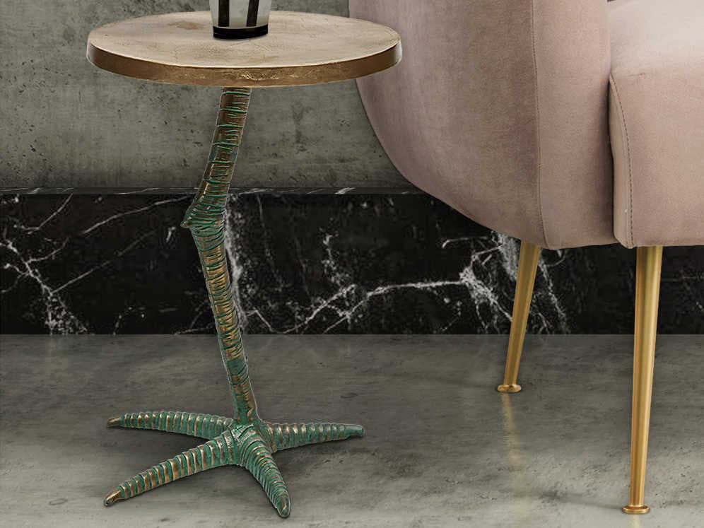 Urbia Elements Round Metal Antique Brass End Table