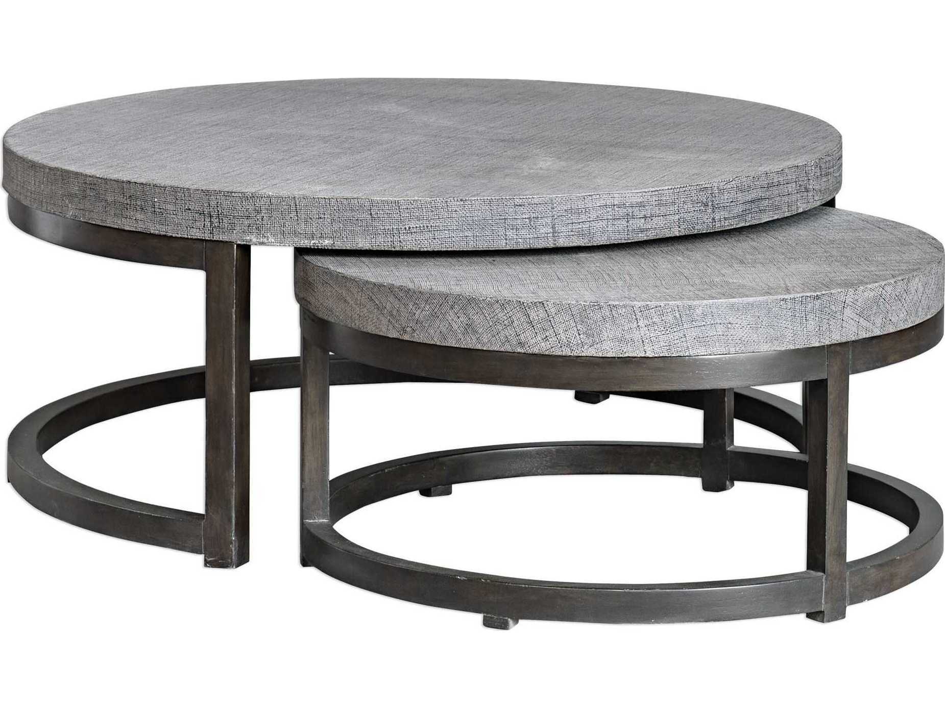 Uttermost Aiyara Round Taupe Black Coffee Table