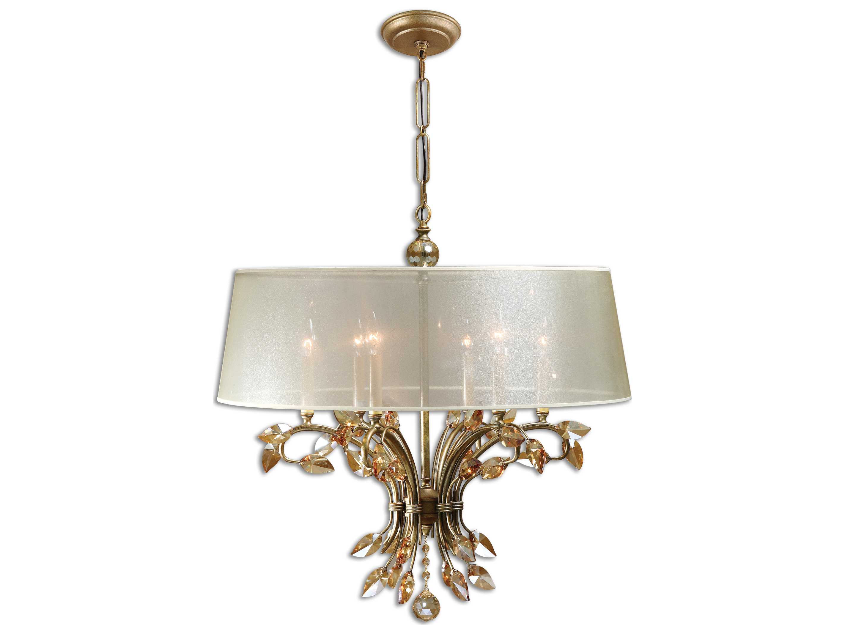 Uttermost Alenya 6-Light Burnished Gold Crystal Candelabra Chandelier
