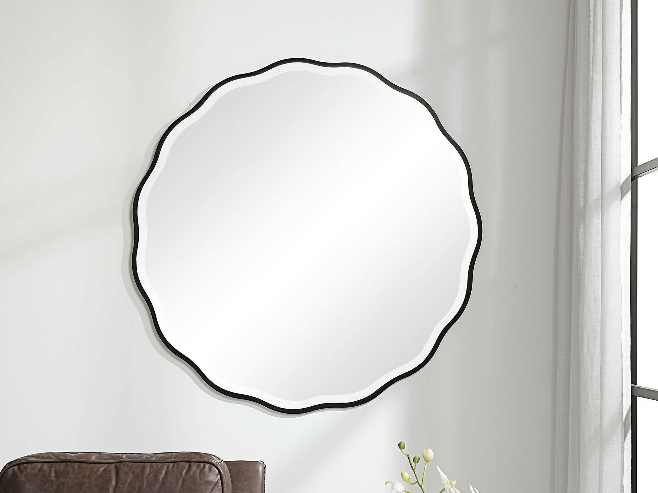 Uttermost Aneta Satin Black Round Wall Mirror