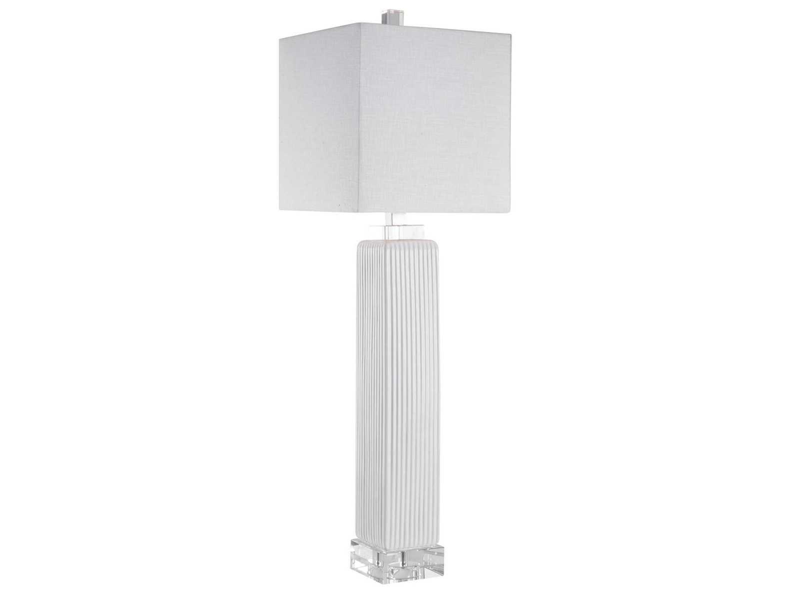 Uttermost Bennett Crystal Gloss White Square Hardback Buffet Lamp