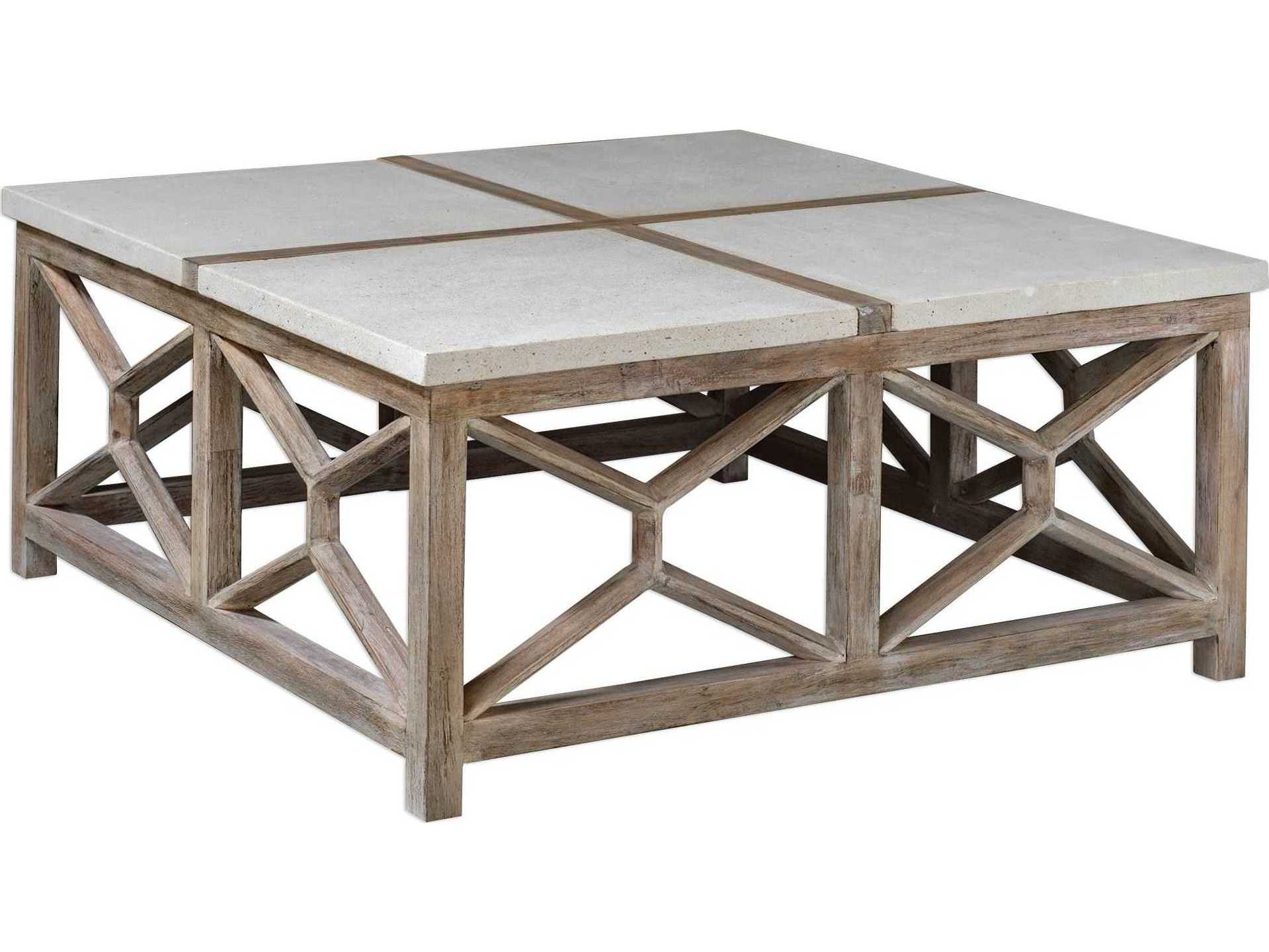 Uttermost Catali Square Stone Natural Warm Oatmeal Coffee Table