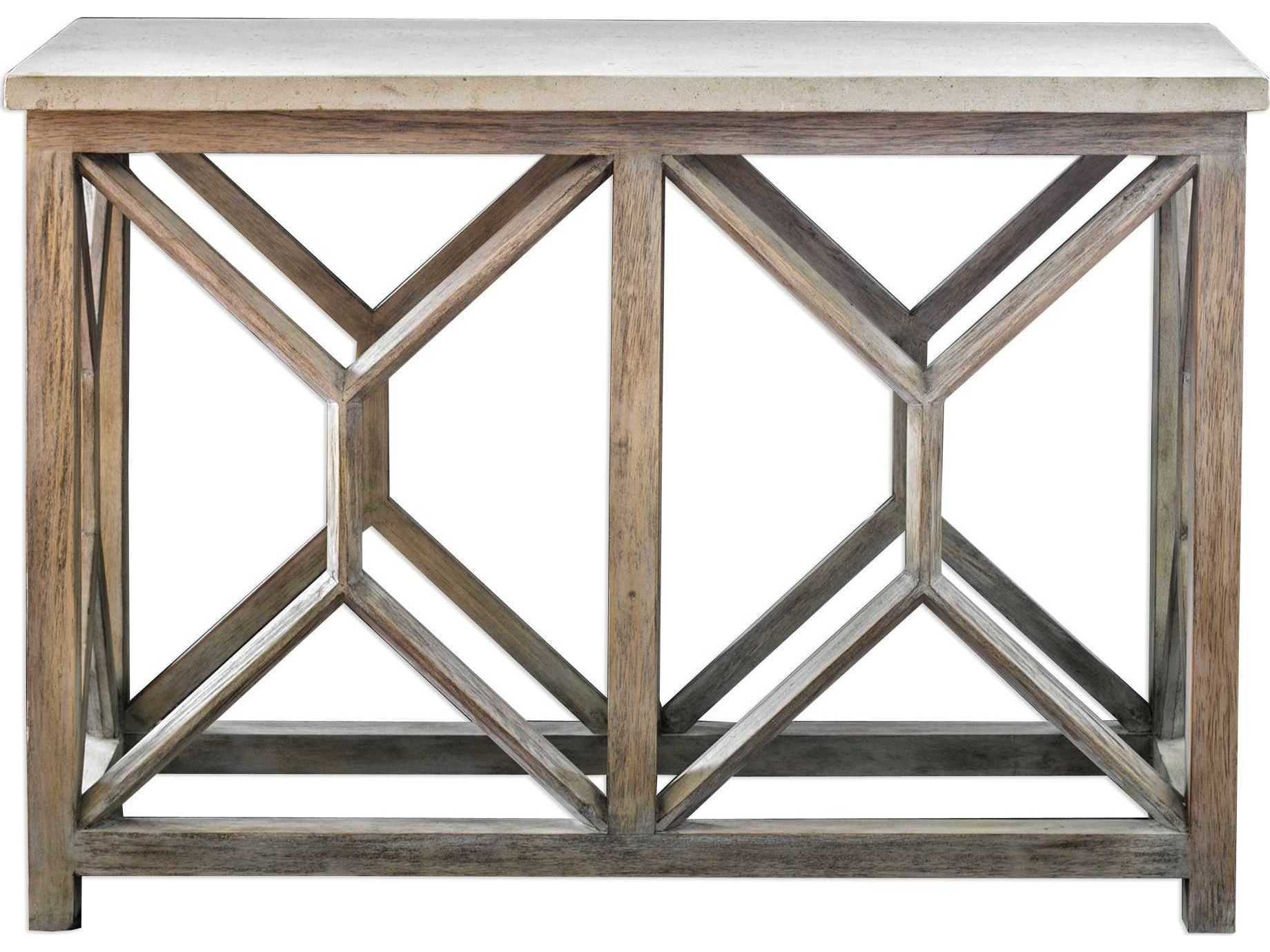 Uttermost Catali Rectangular Stone Warm Oatmeal Console Table